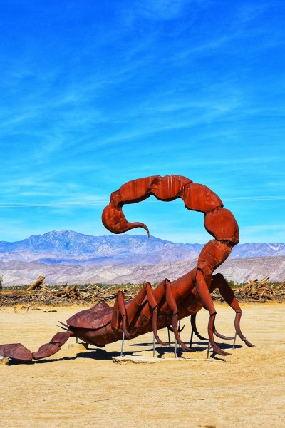 Scorpion sculpture in the middle of the desert