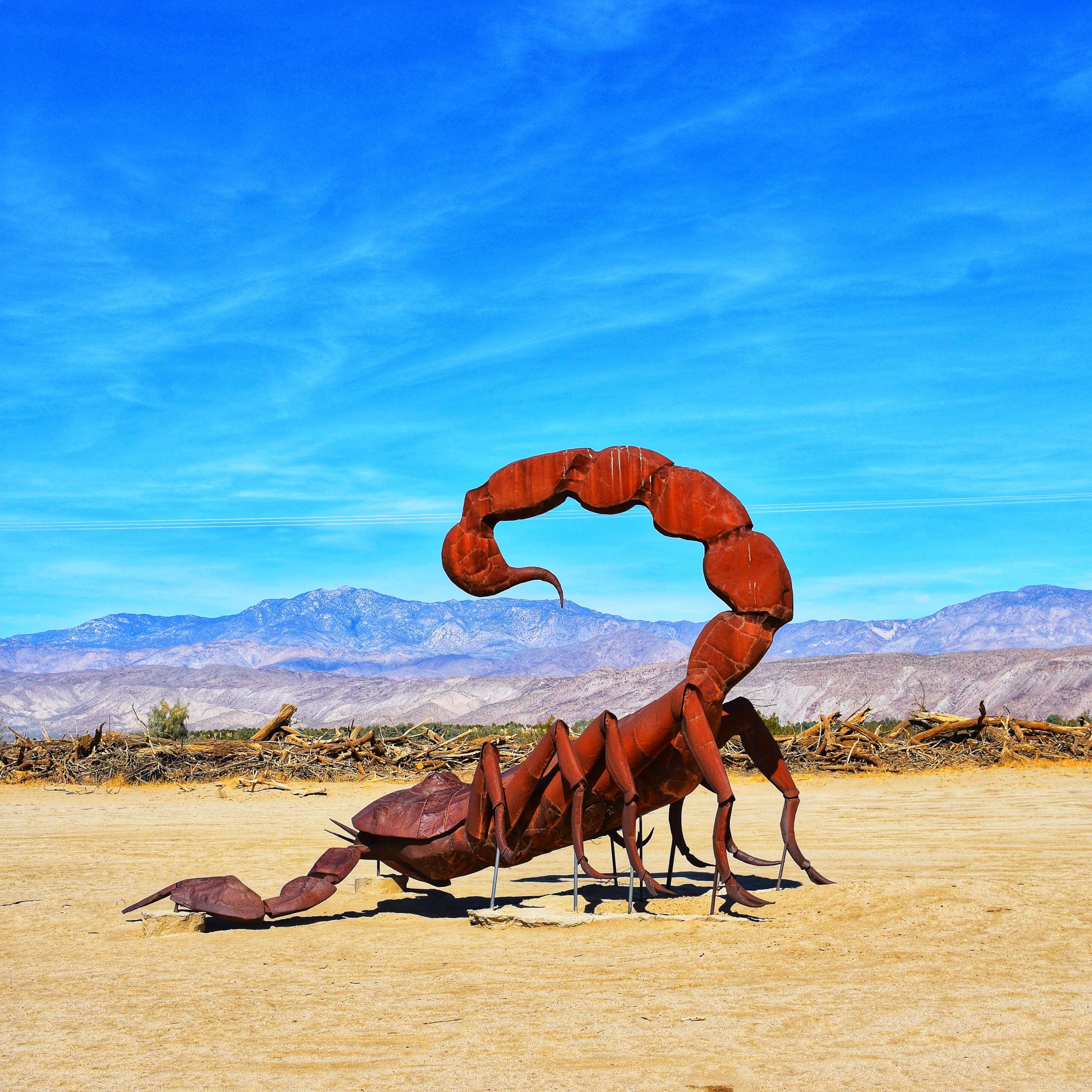 Scorpion sculpture in the middle of the desert