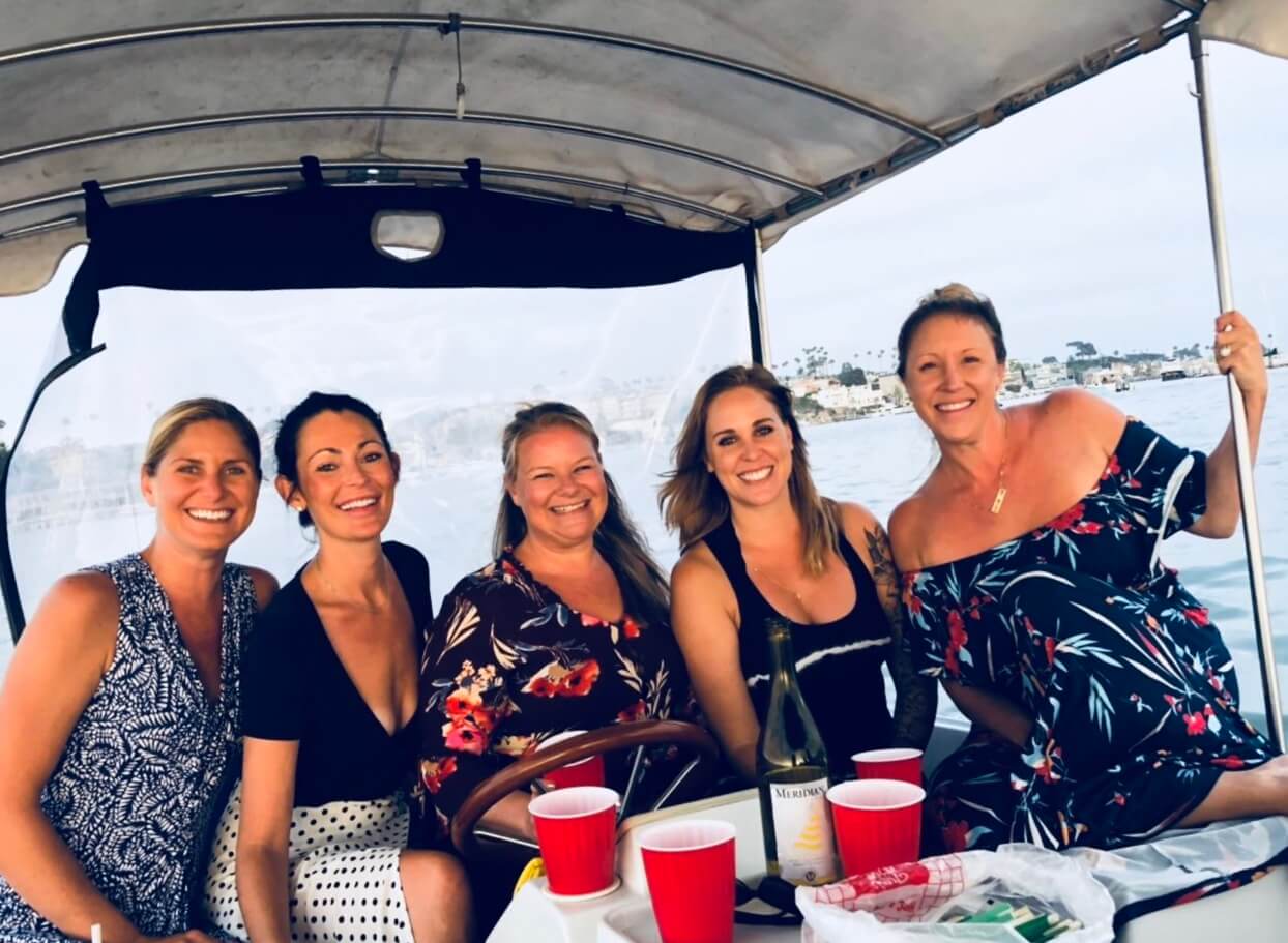 me and several of my girlfriends on a Duffy boat in Newport harbor