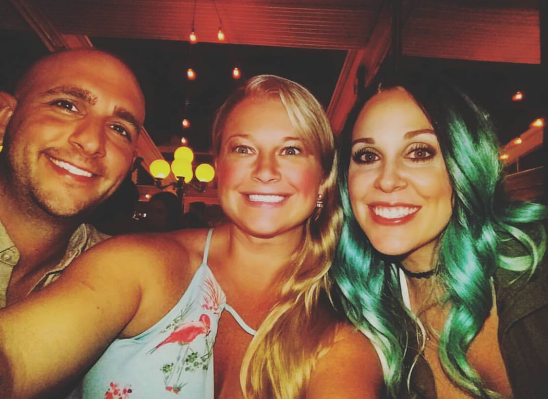 me and two of my friends brian and Kristen sitting together inside a bar at the gas lamp quarter in San Diego